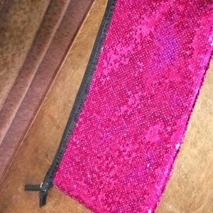 CHI Zipper Tool Bag Pink & Silver Flip Sequins